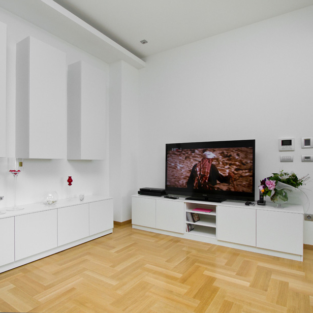 Moderna dnevna soba, Äistih linija. Izrada dnevne sobe po mjeri.